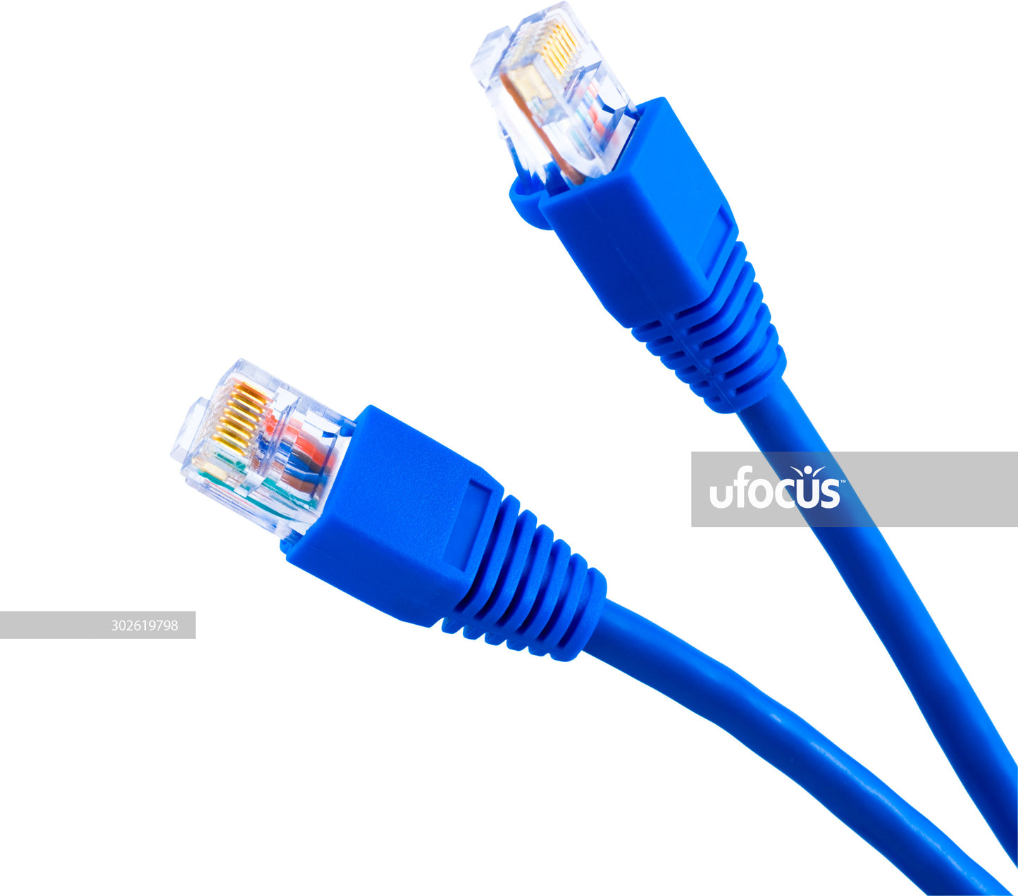 Blue ethernet network cables stock photo