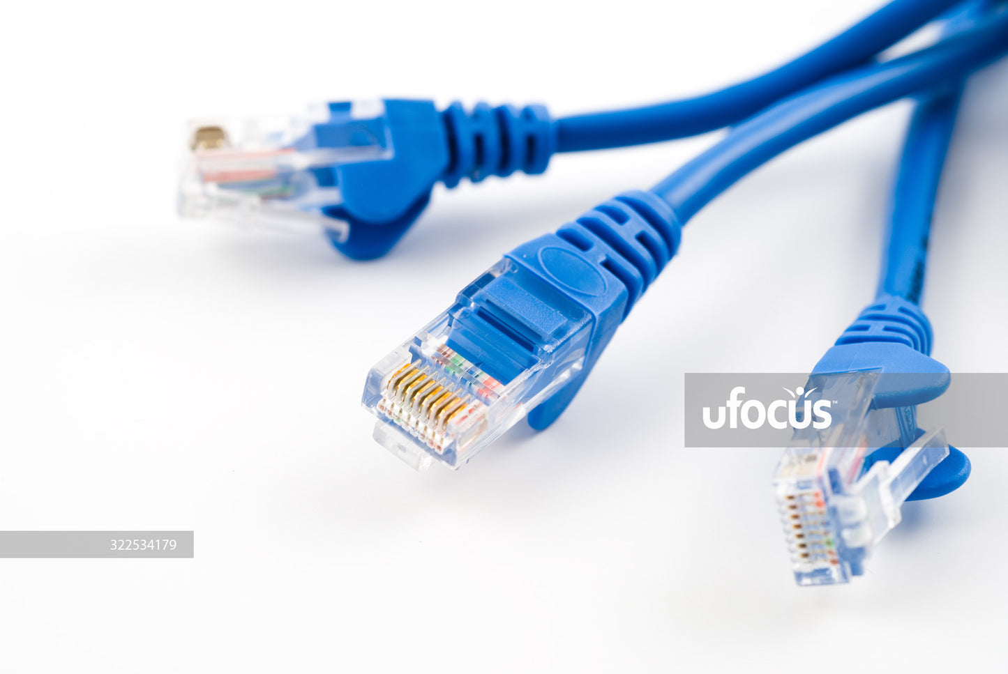 Blue ethernet network cables stock photo
