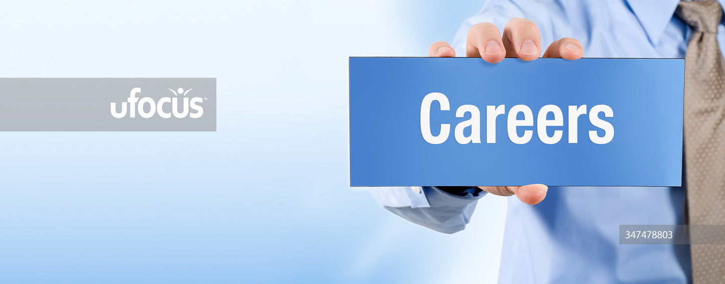 Businessman holding careers sign banner stock photo