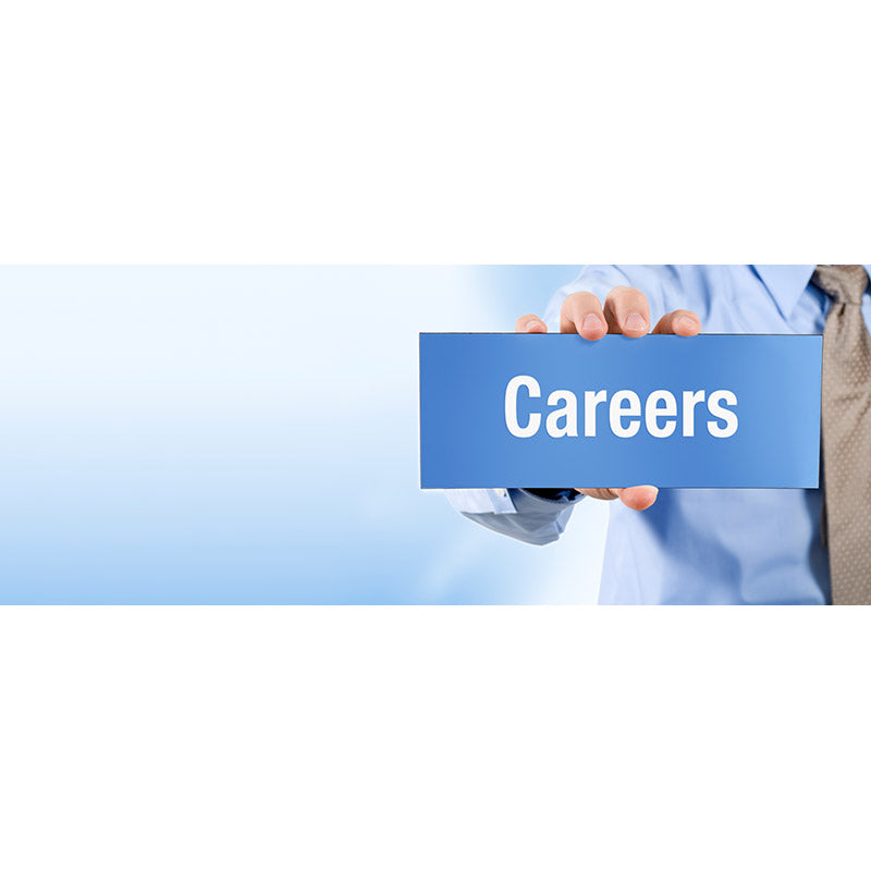 Businessman holding careers sign banner stock photo