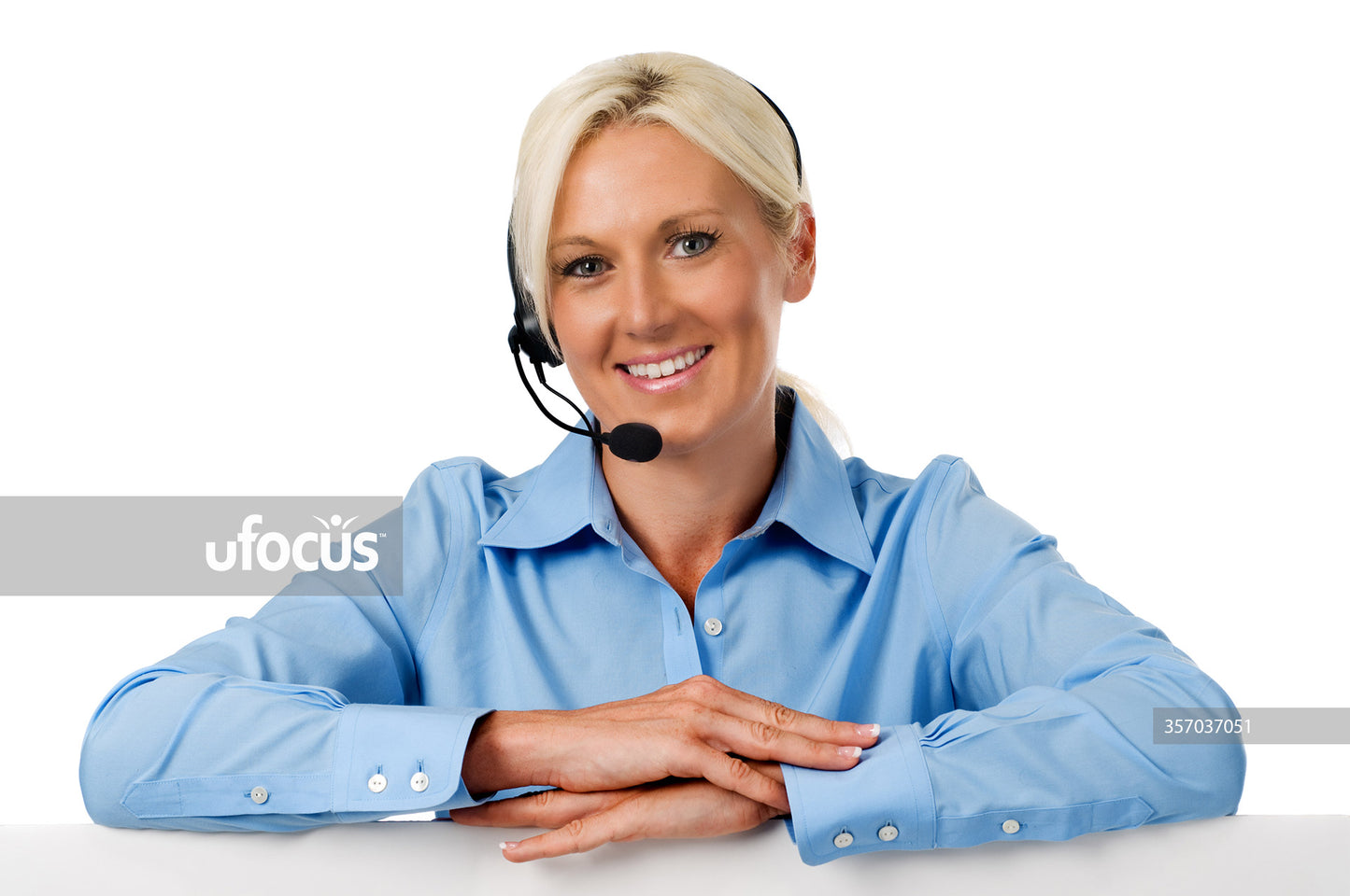 Friendly woman providing customer service stock photo