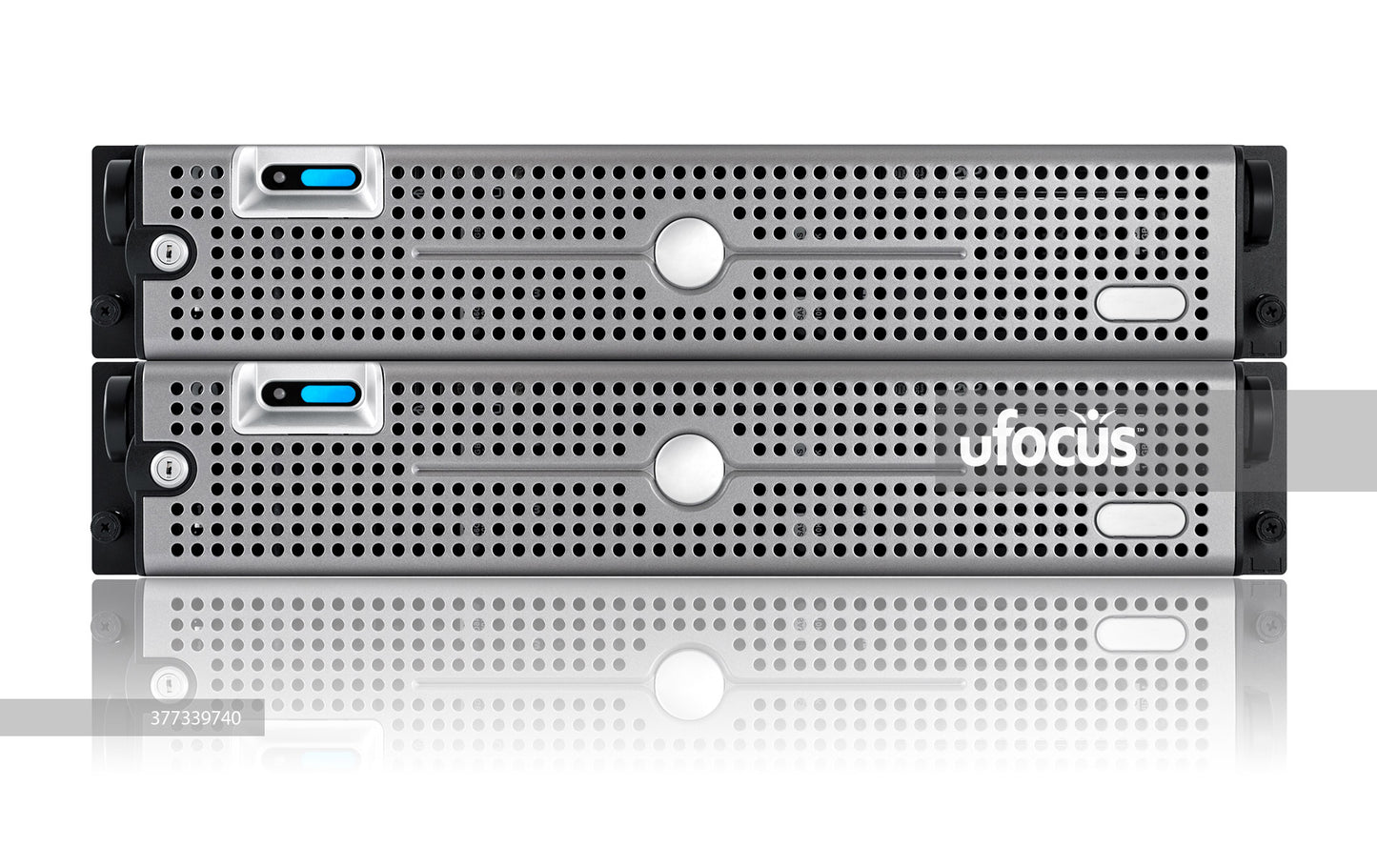 Rackmount network servers stock photo