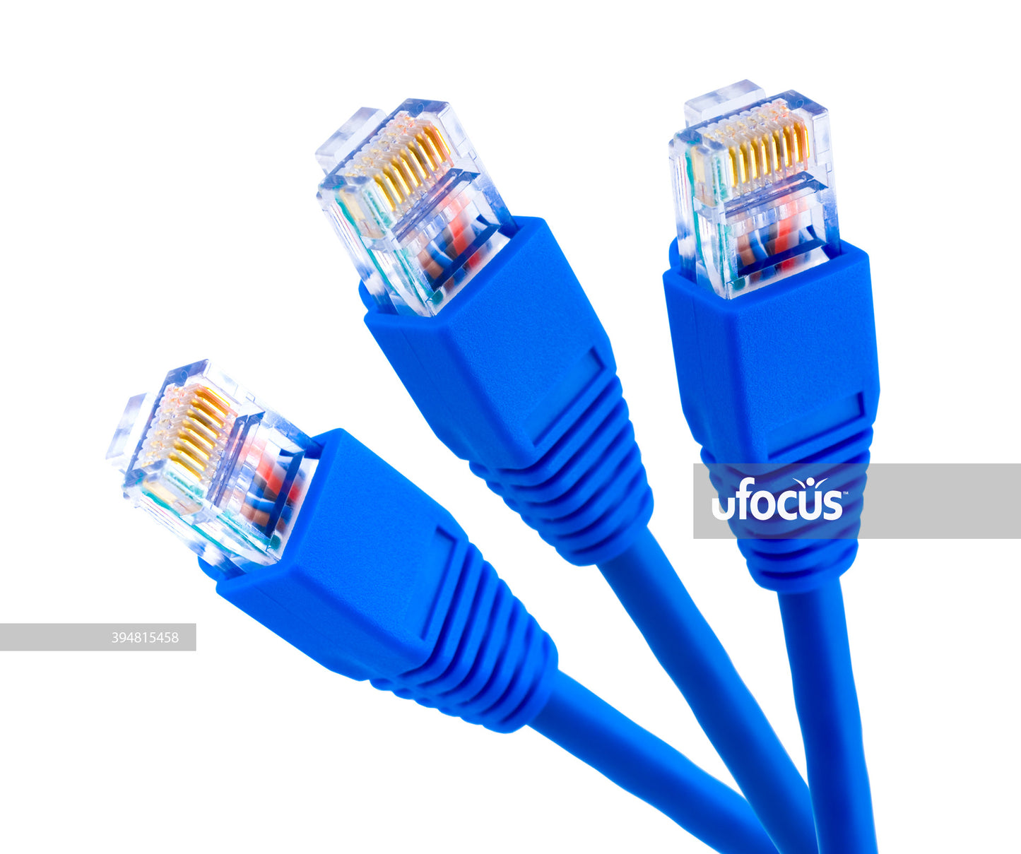 Blue network ethernet cables stock photo