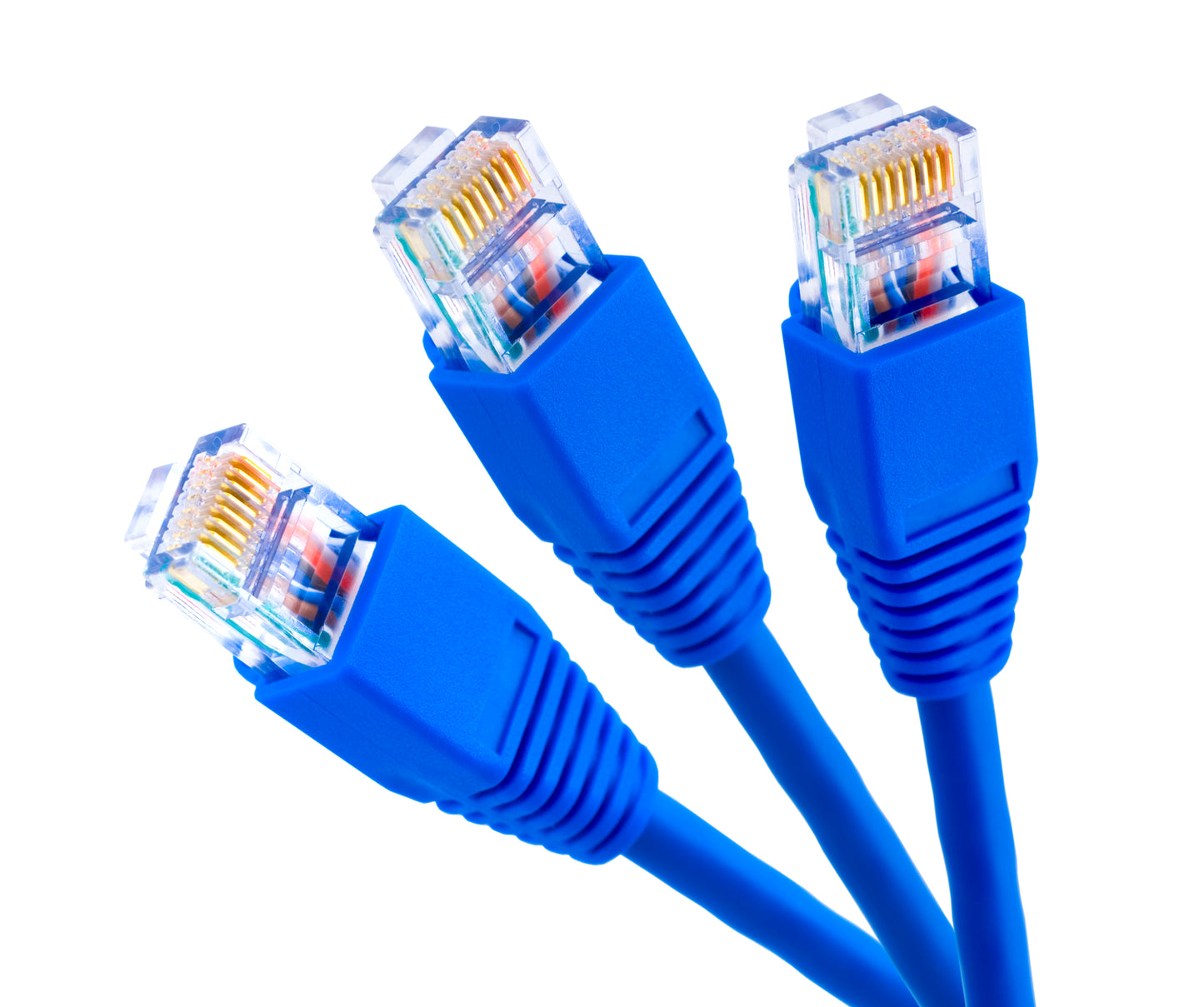 Blue network ethernet cables stock photo