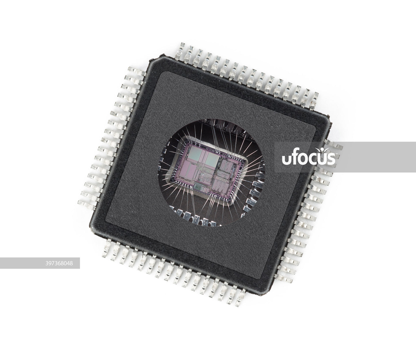 Inside view of the brain in a central processing unit (CPU) and microchip stock photo