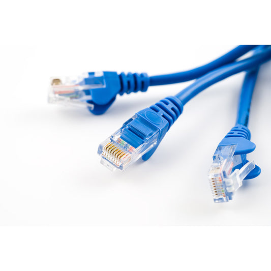 Blue ethernet network cables stock photo
