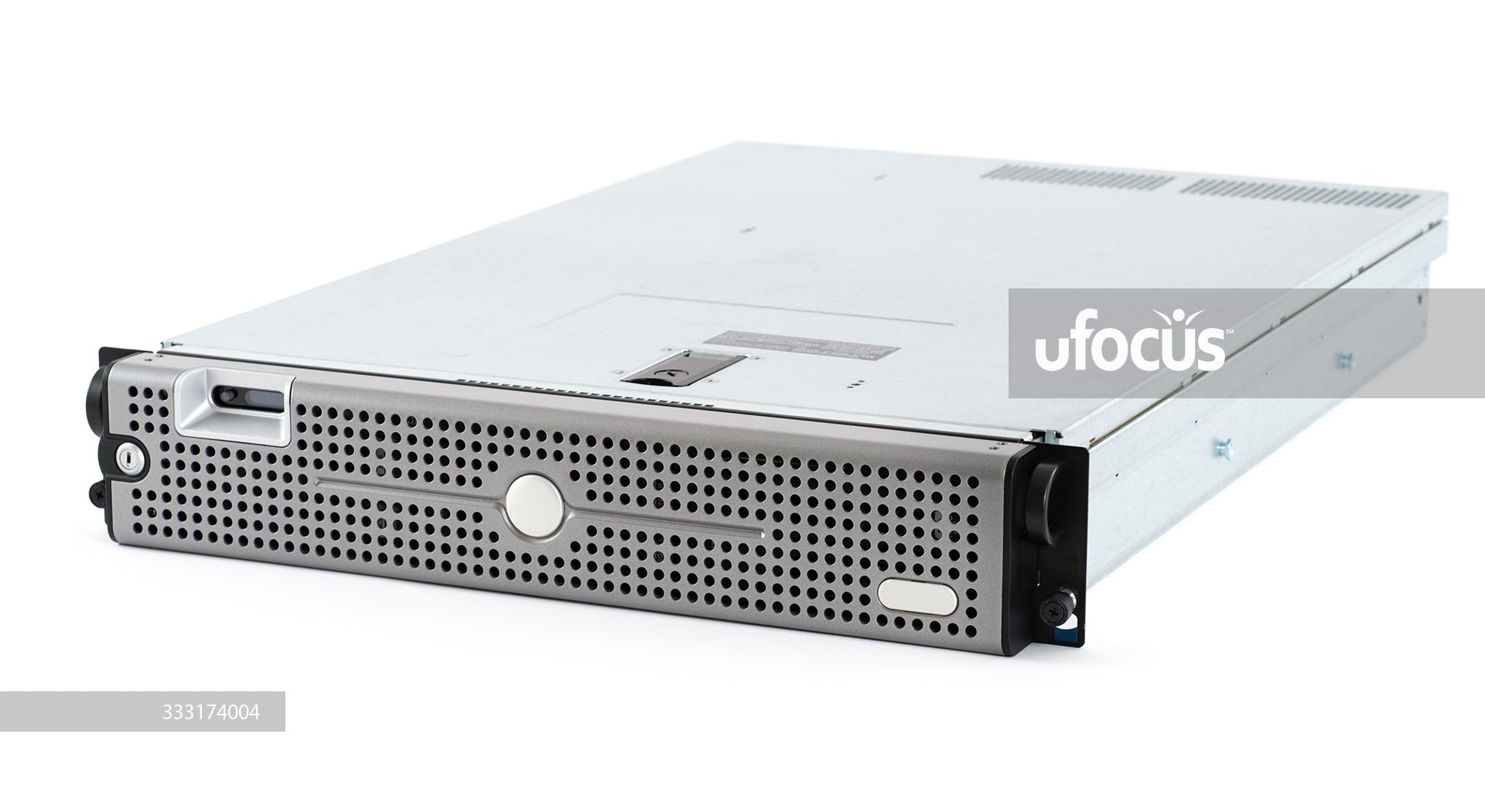 Rackmount network server on white background stock photo