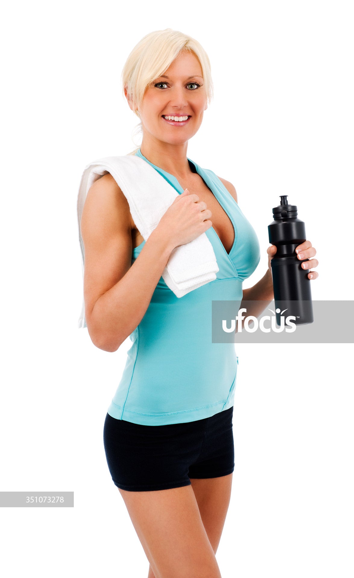 Happy beautiful fit woman stock photo