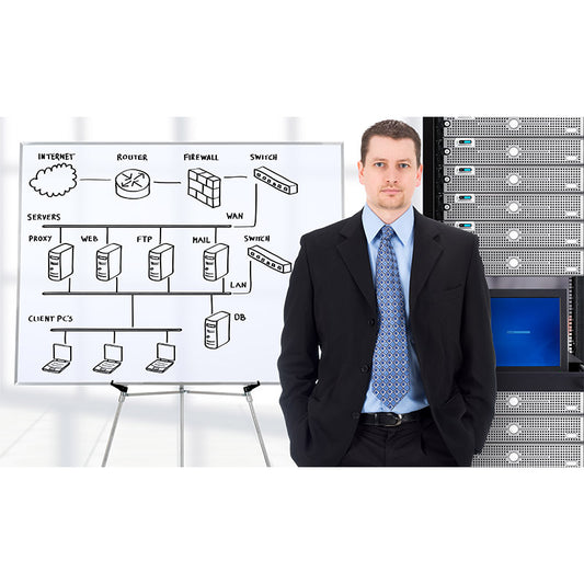 IT business professional with network diagram stock photo