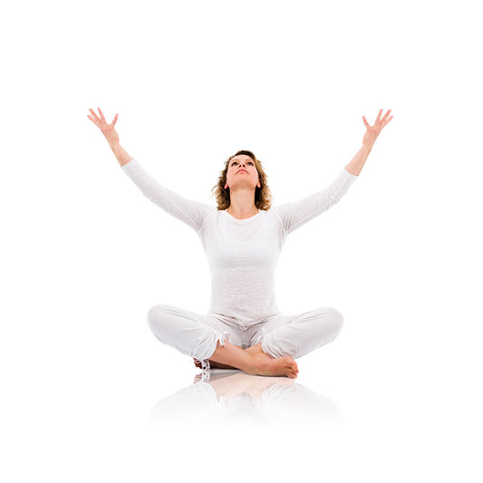 Young woman practicing yoga and meditation stock photo
