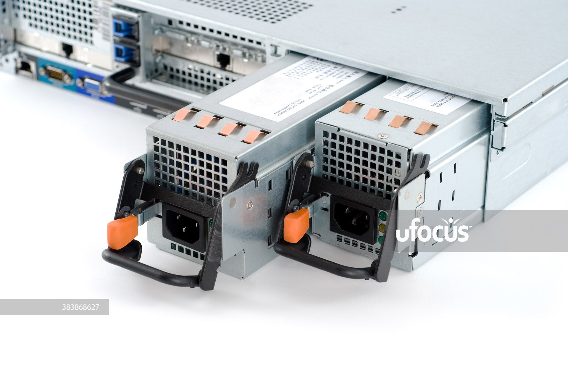 Network server hotswap redundancy power supplies stock photo