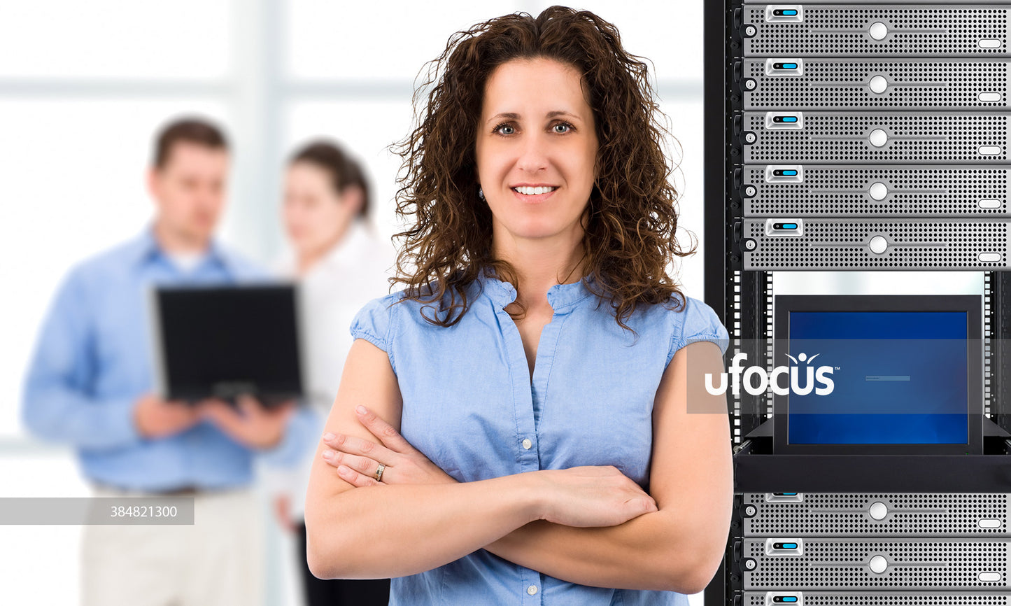 Businesswoman and IT support team stock photo