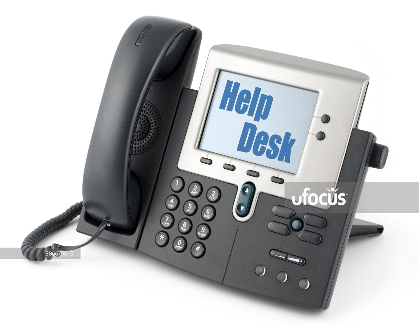 Contact helpdesk support by phone stock photo