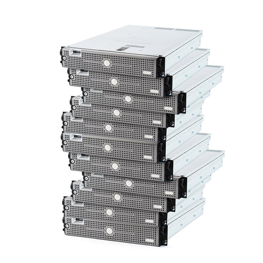 Stack of network servers on white background stock photo